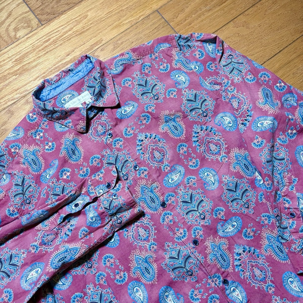 Territory Ahead Mens Button Up Shirt Cotton Paisley Red Large Long Sleeve